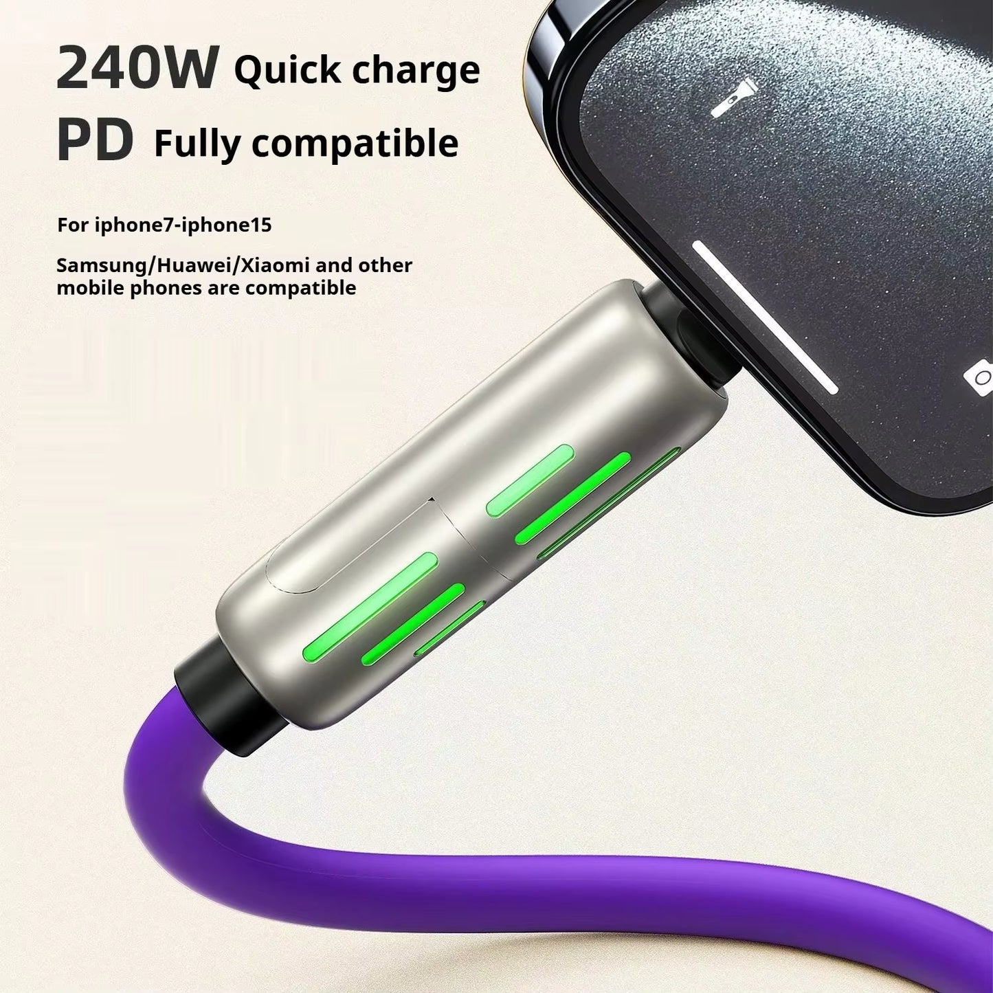 240W 4 in 1 USB C Data Cable Fast Charge Liquid Silicone Multi Functional Aluminum Alloy Suitable for Iphone 15 Phone Ipad