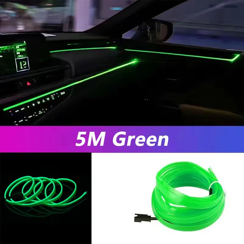 5M Car Interior Led Strip Light Neon EL Wiring Decorative Lamp for Auto DIY Flexible Ambient Light USB Party Atmosphere Diode