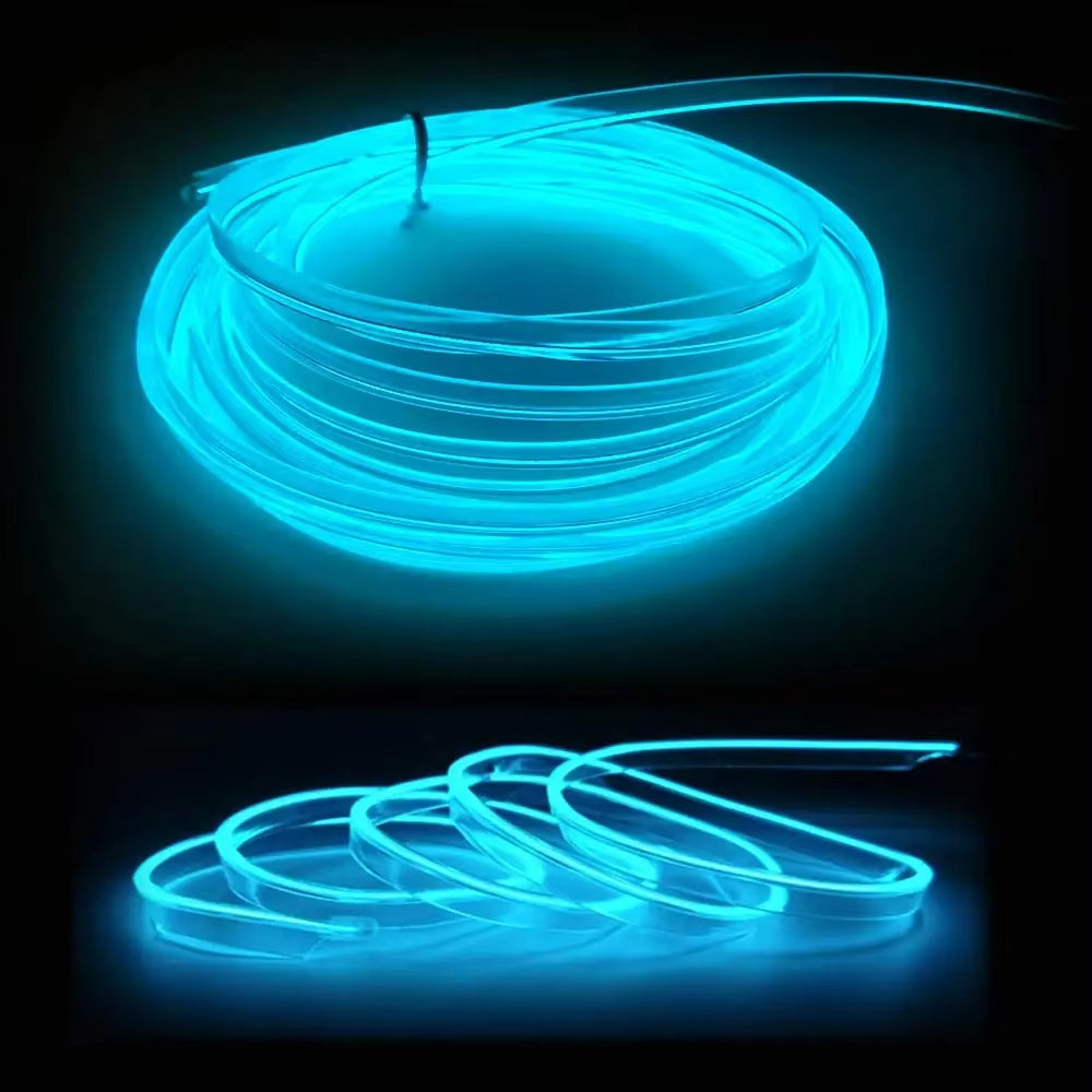 5M Car Interior Led Strip Light Neon EL Wiring Decorative Lamp for Auto DIY Flexible Ambient Light USB Party Atmosphere Diode